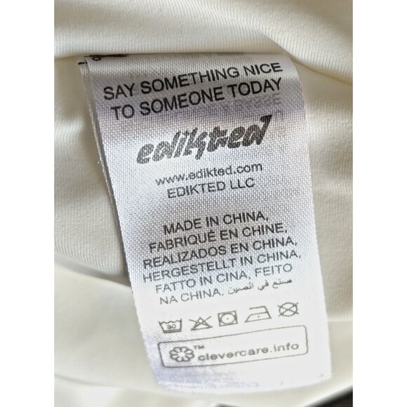 NWT Edikted Lynn Strapless White Knit Maxi Dress Women’s Size L Bodycon Ruched - Picture 8 of 8